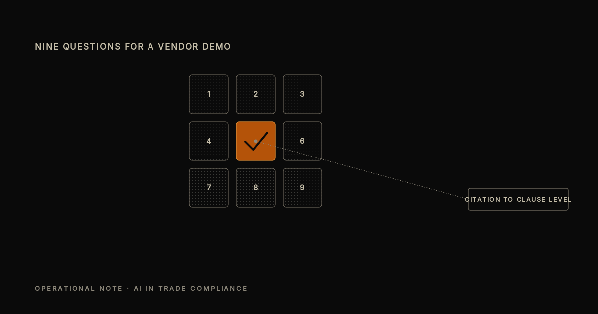 Nine Questions to Ask an AI Trade-Compliance Vendor